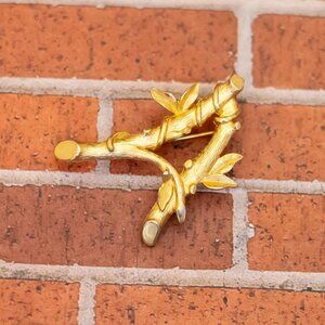 Vintage Art Nouveau Elven Letter A Gold Tone Brooch by Sarah Coventry - W26